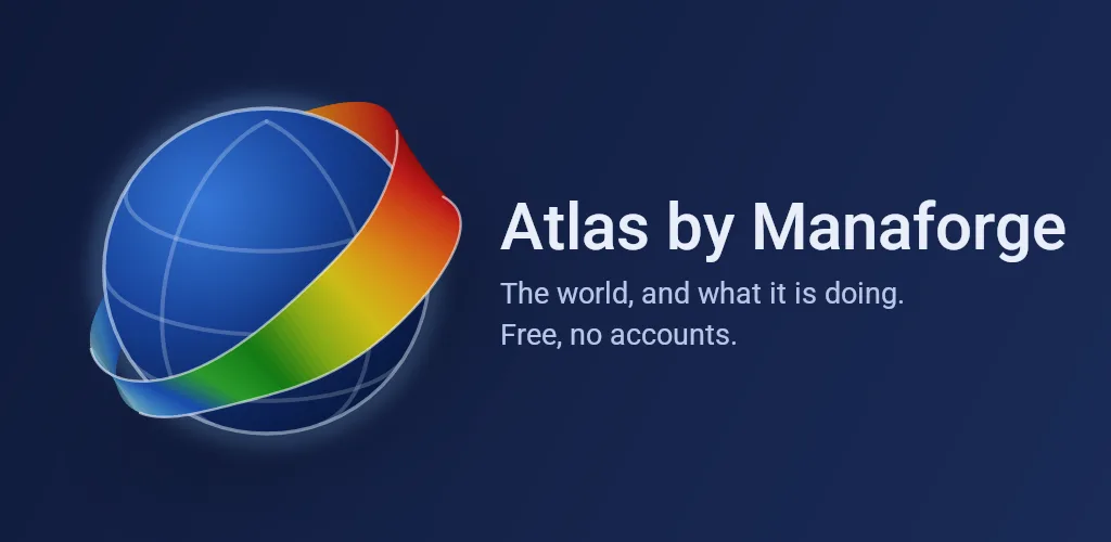 The Atlas globe with a ribbon of radar colours around it